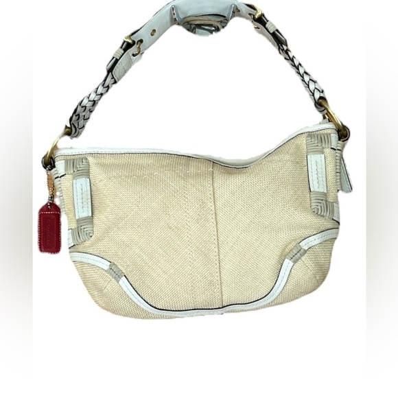 Coach 2005 Y2K Straw & Leather Hobo Bag | Woven Natural Shoulder Purse Iconic - Picture 15 of 17
